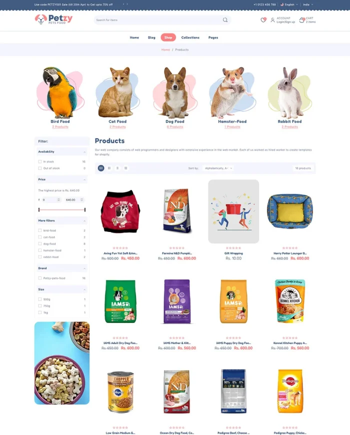 Petzy - Pet Food & Pet Store Multipurpose Shopify 2.0 Responsive Theme