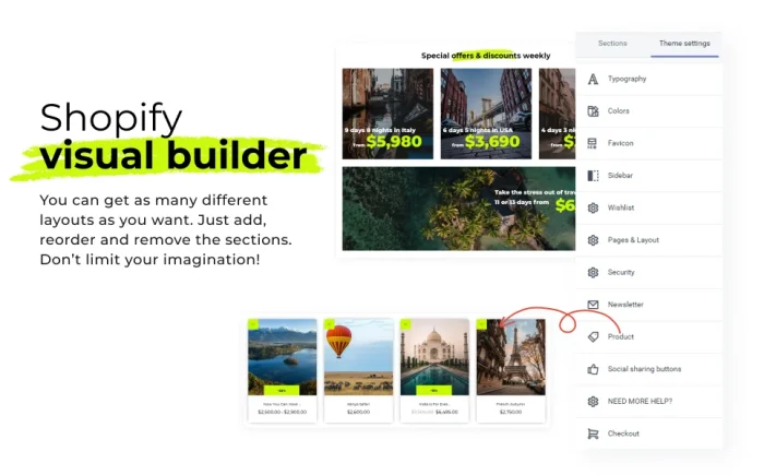 Shopify Tour Booking Theme with Advanced Website Builder Shopify Theme