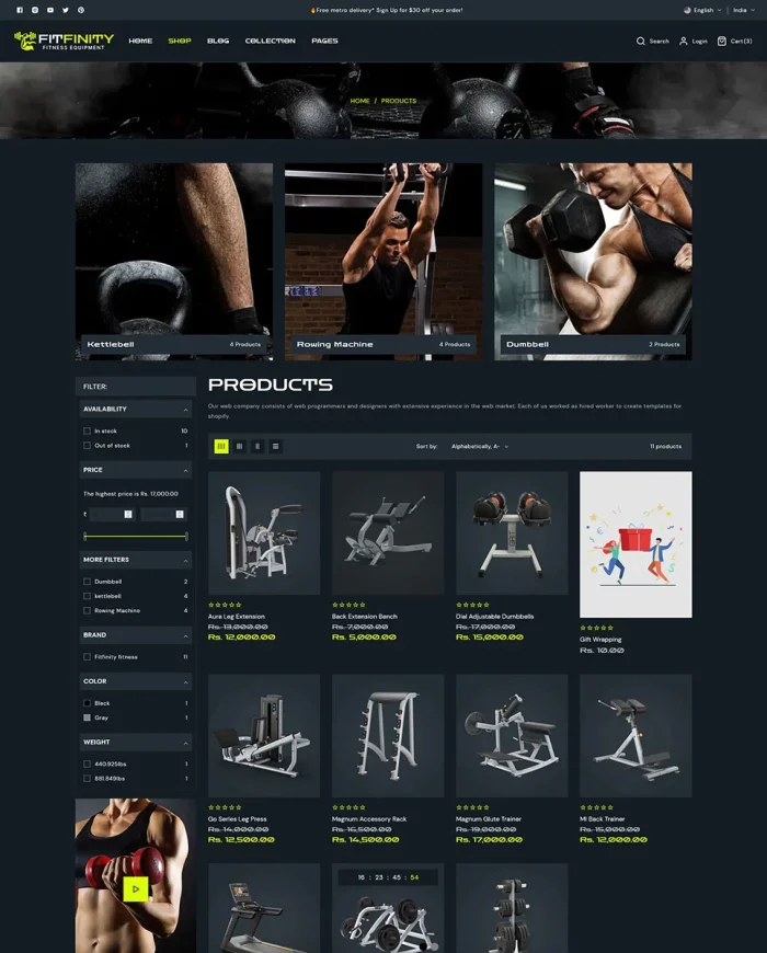 Fitfinity - Body Fitness Equipment & Sports Fashion Store Shopify 2.0 Responsive Theme