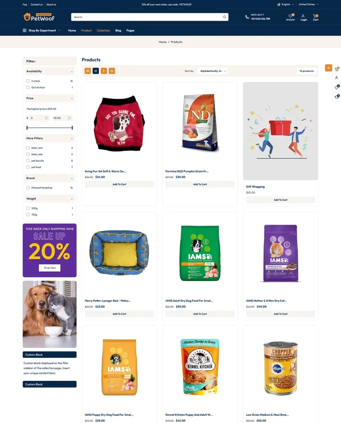 Petwoof - Pet Fashion & Pet Food Mega Store Multipurpose Shopify 2.0 Responsive Theme