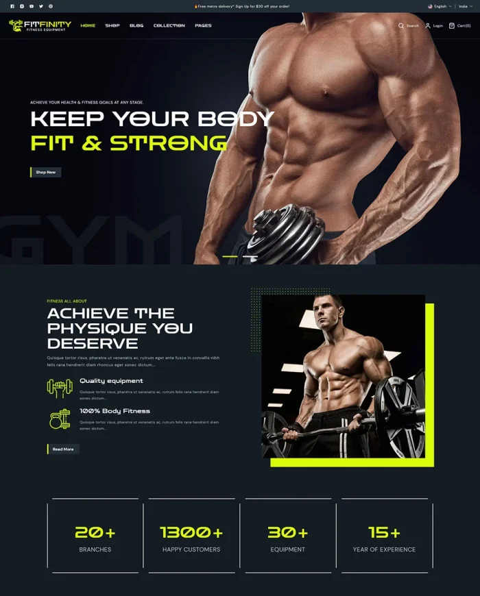 Fitfinity - Body Fitness Equipment & Sports Fashion Store Shopify 2.0 Responsive Theme