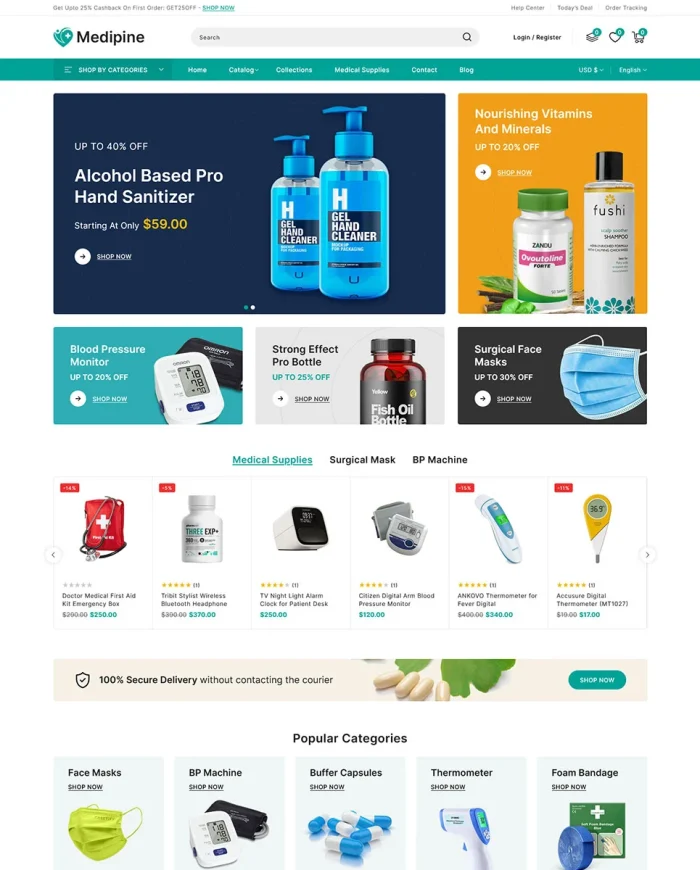 Medipine - Medical Equipment & Medicine Store Shopify 2.0 Responsive Theme