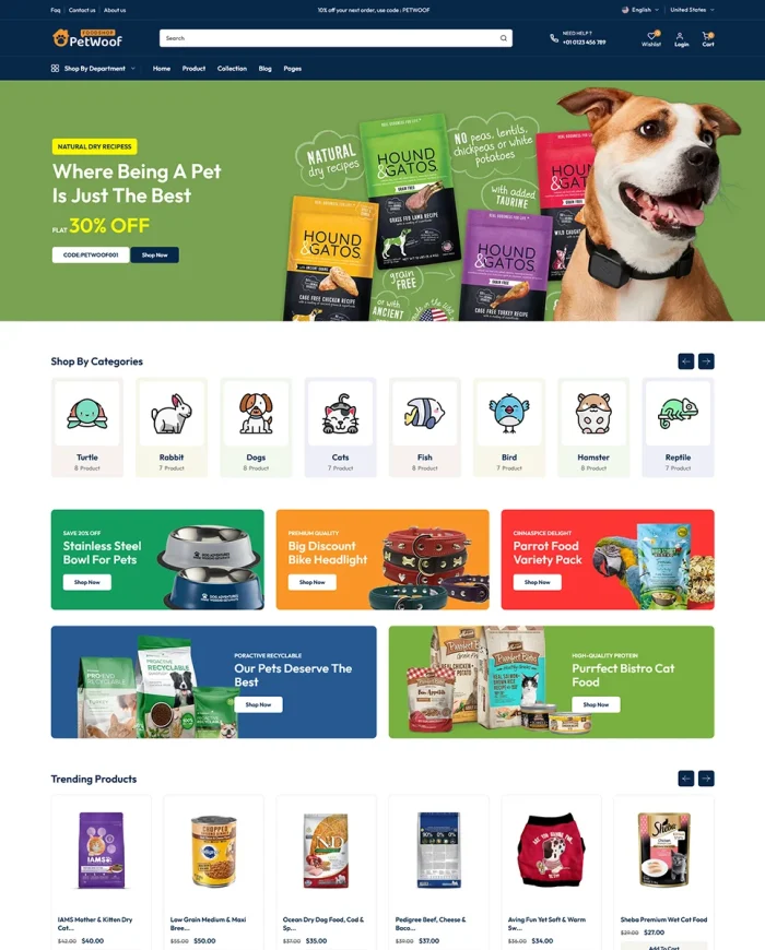 Petwoof - Pet Fashion & Pet Food Mega Store Multipurpose Shopify 2.0 Responsive Theme