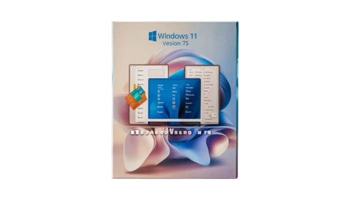 Windows 11 V75, the packaging for the laptops shows the display of the windows