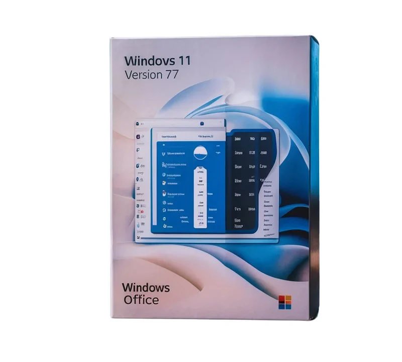 Windows 11 V77, a microsoft laptop box that is showing the windows logo