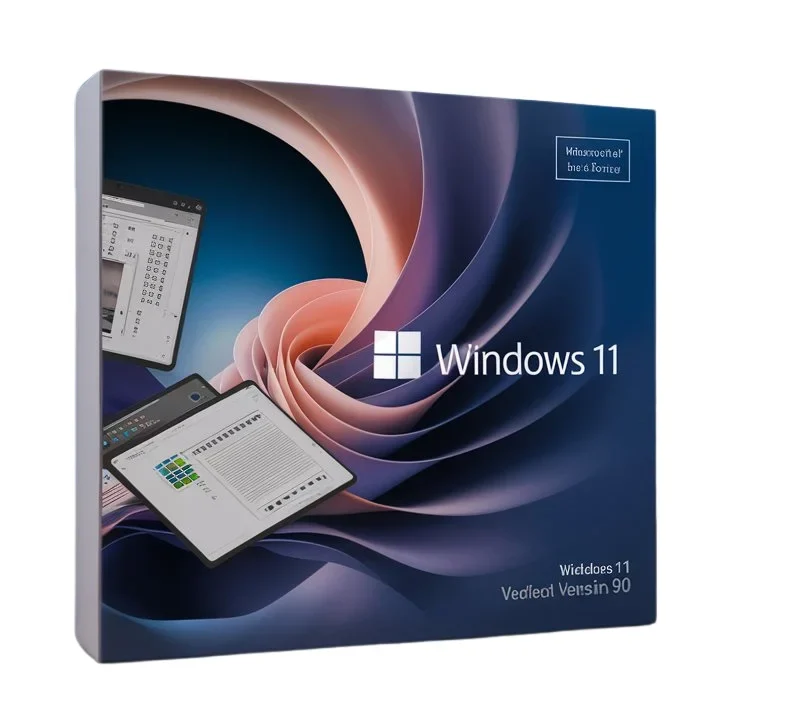 Windows 11 V90, windows ultimate pro home and office product box with the cover removed