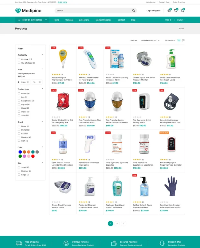 Medipine - Medical Equipment & Medicine Store Shopify 2.0 Responsive Theme