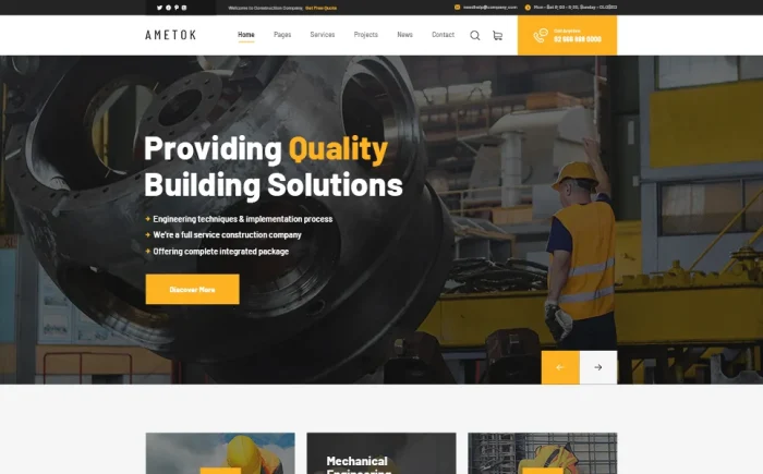 Ametok - Construction & Industry Wordpress Elementor Theme