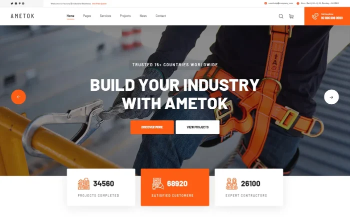 Ametok - Construction & Industry Wordpress Elementor Theme