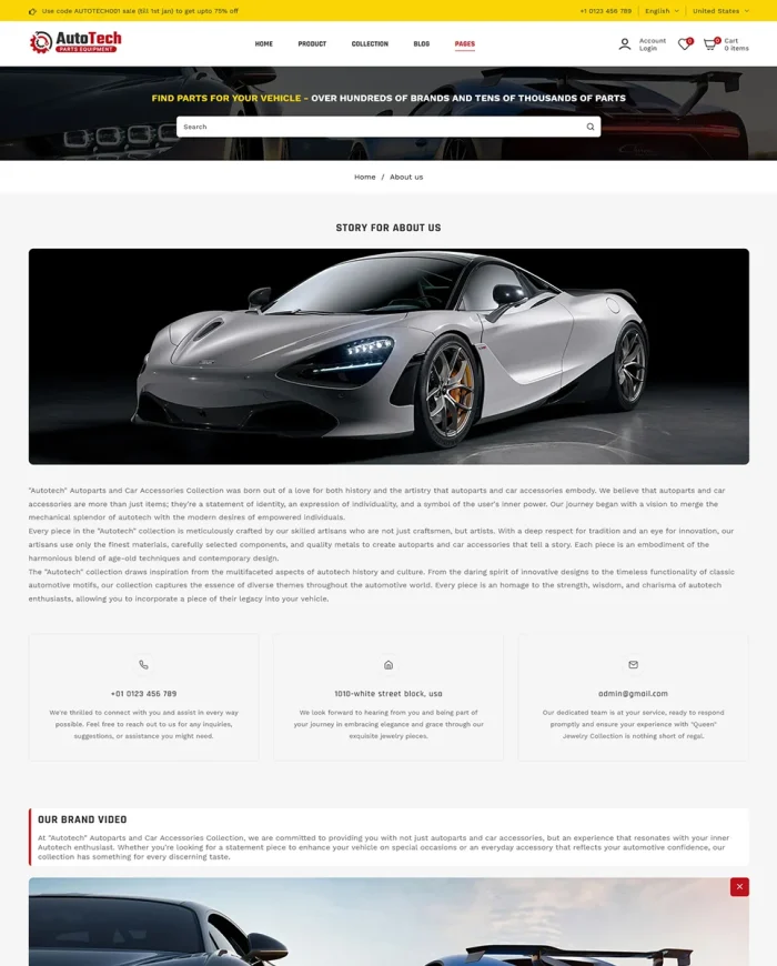 Autotech - Automotive Car & Spare Parts Mega Store Multipurpose Shopify 2.0 Responsive Theme