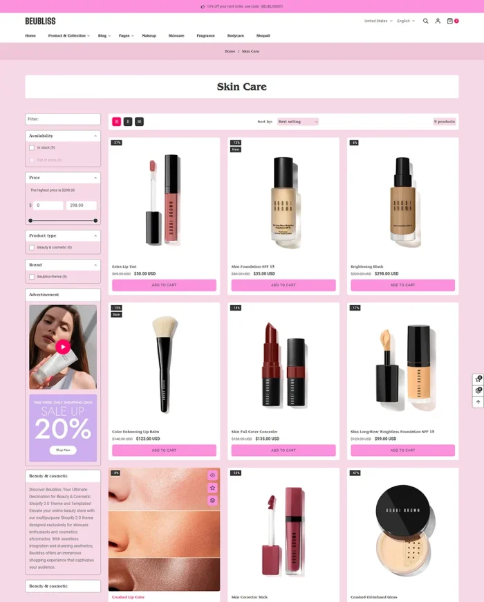 Beubliss - Beauty & Cosmetics Store Multipurpose Shopify 2.0 Responsive Theme