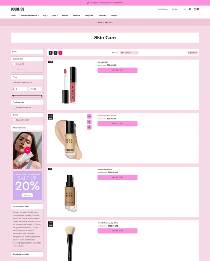 Beubliss - Beauty & Cosmetics Store Multipurpose Shopify 2.0 Responsive Theme