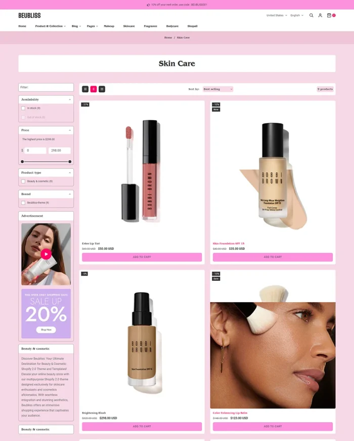 Beubliss - Beauty & Cosmetics Store Multipurpose Shopify 2.0 Responsive Theme