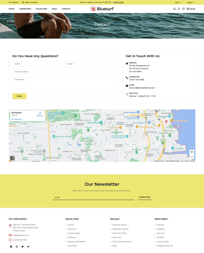 Bluesurf - Surfing Board & Water Sports Store Shopify 2.0 Responsive Theme