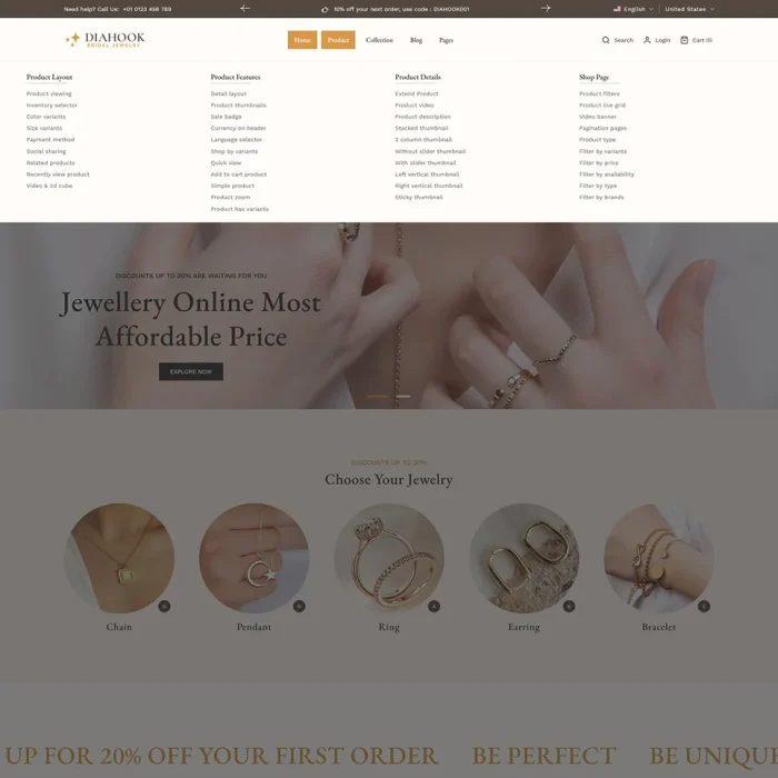 Diahook - Modern Jewelry Store Shopify 2.0 Responsive Theme