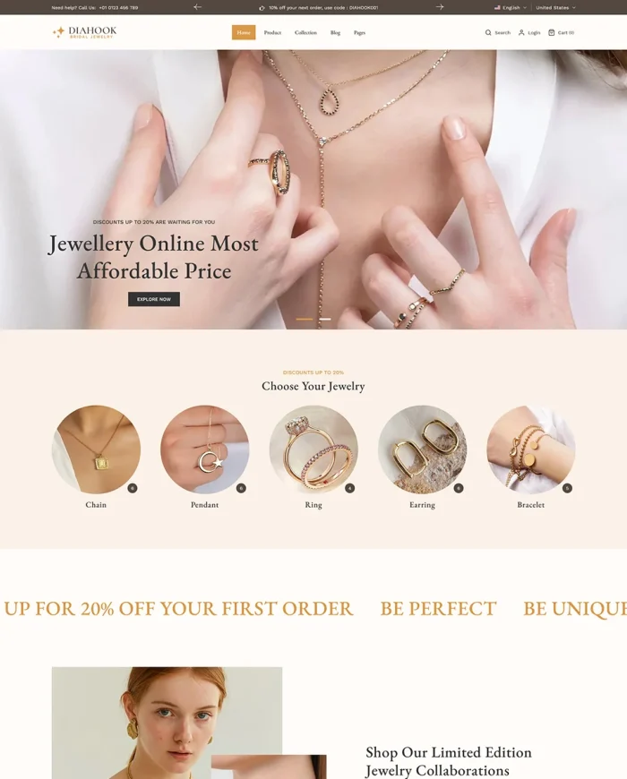 Diahook - Modern Jewelry Store Shopify 2.0 Responsive Theme