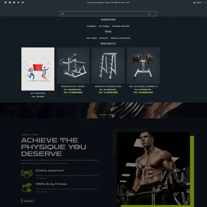 Fitfinity - Body Fitness Equipment & Sports Fashion Store Shopify 2.0 Responsive Theme