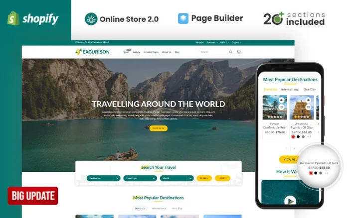 Excurison Tours and Travel Shopify Theme