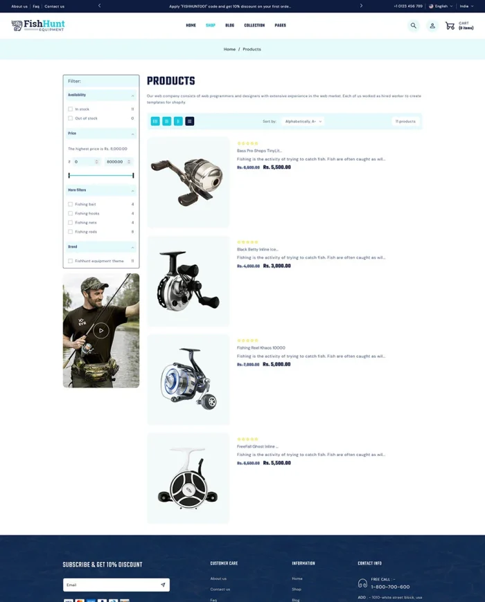 FishHunt - Fishing & Weapons Equipment Store Multipurpose Shopify 2.0 Responsive Theme