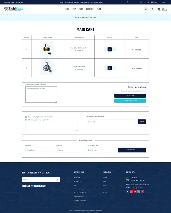 FishHunt - Fishing & Weapons Equipment Store Multipurpose Shopify 2.0 Responsive Theme