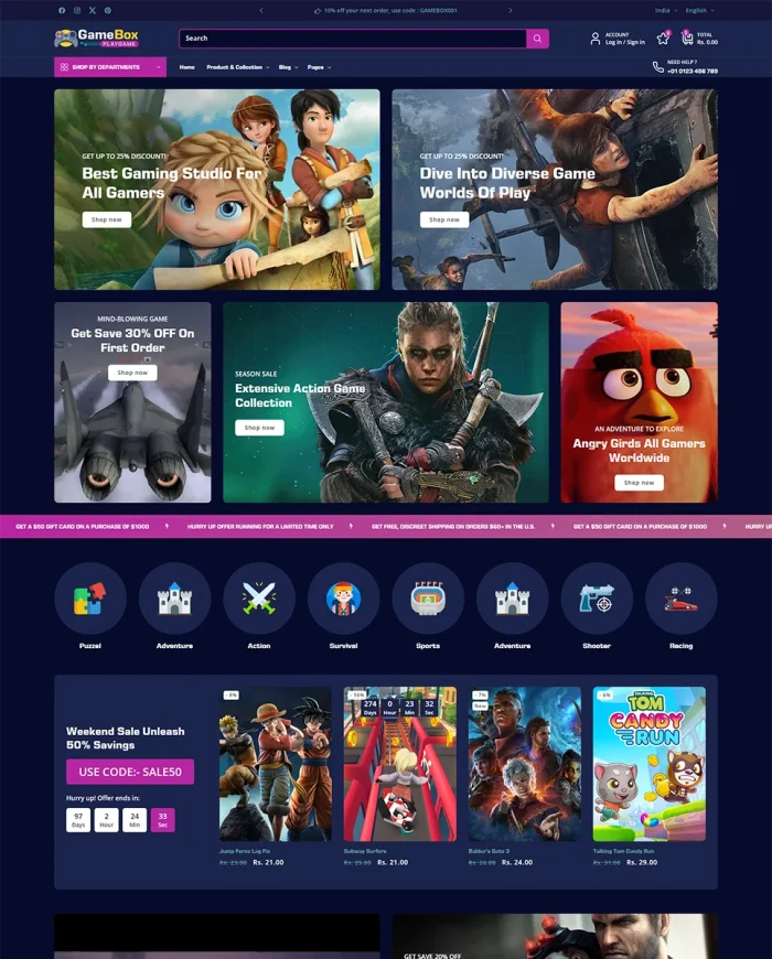 Gamebox - Online Game Store Multipurpose Shopify 2.0 Responsive Theme