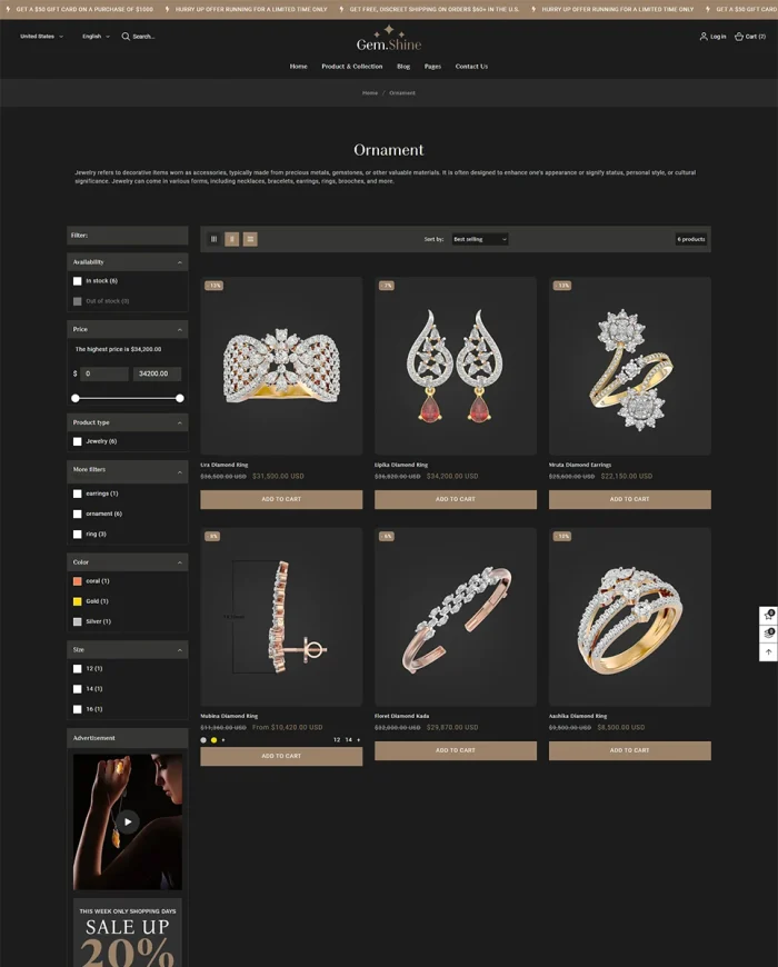 Gemshine - Modern Jewelry Store Shopify 2.0 Responsive Theme | Shopify OS 2.0