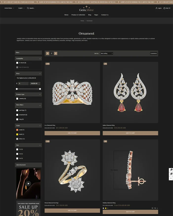 Gemshine - Modern Jewelry Store Shopify 2.0 Responsive Theme | Shopify OS 2.0