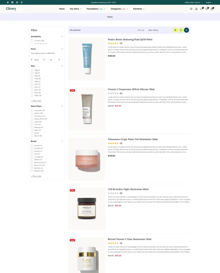 Glowy - Cosmetics and Skin Care Beauty Responsive Shopify Theme