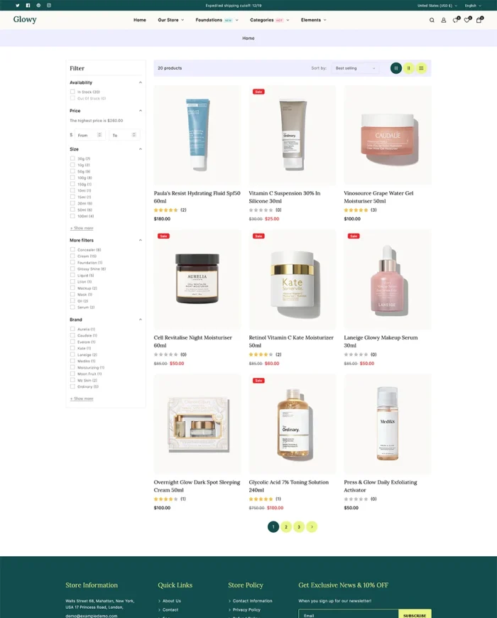 Glowy - Cosmetics and Skin Care Beauty Responsive Shopify Theme