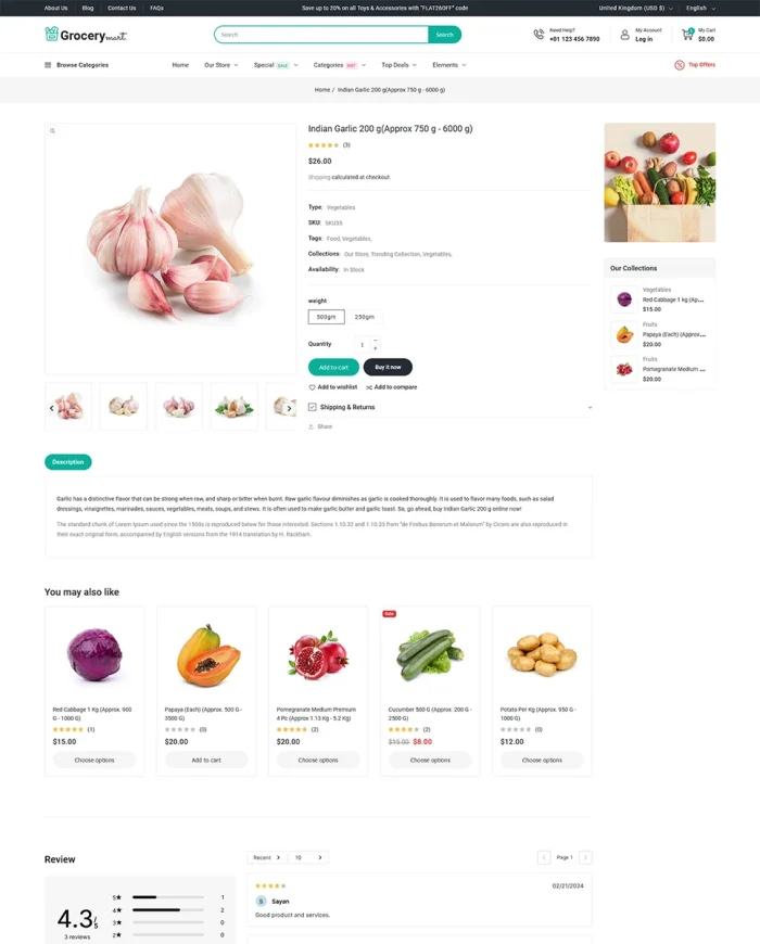 Grocery Mart - Grocery Vegitables and Organic Responsive Shopify Theme