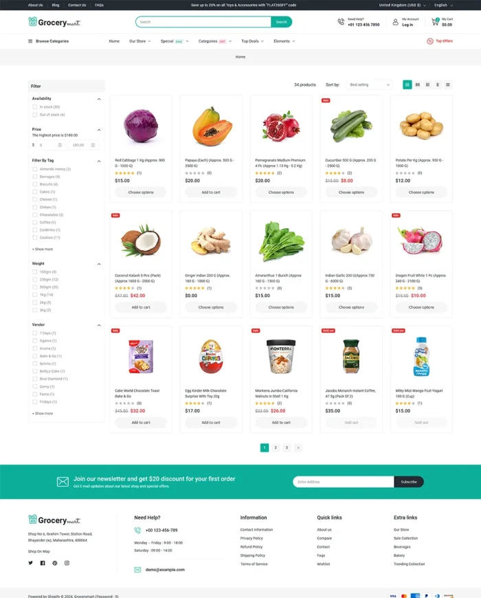 Grocery Mart - Grocery Vegitables and Organic Responsive Shopify Theme