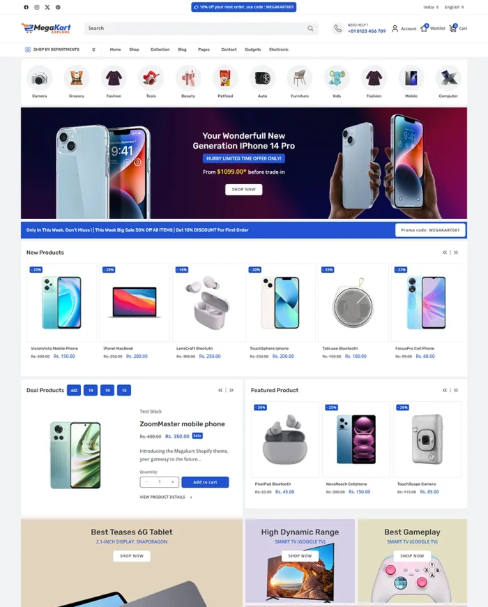 Megakart - Electronics & Gadget Mega Store Multipurpose Shopify 2.0 Responsive Theme