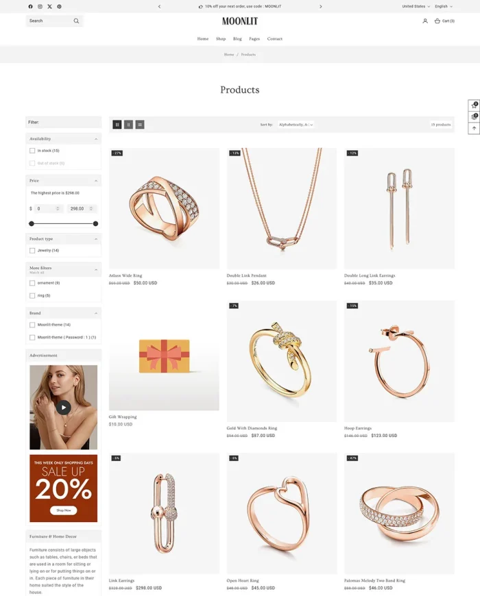 Moonlit - Modern Jewelry Store Shopify 2.0 Responsive Theme