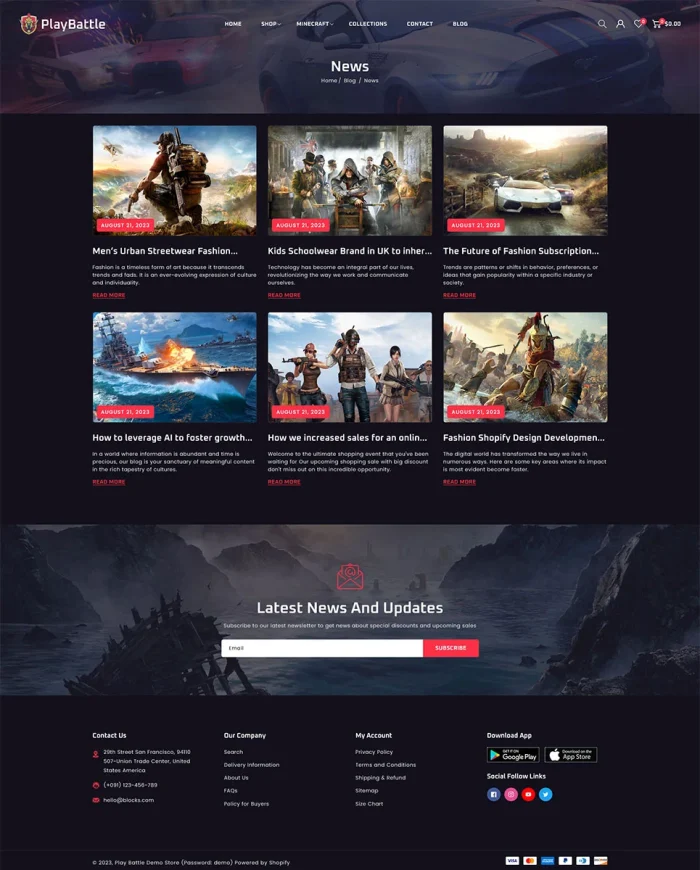 PlayBattle - Digital Video Game Store Shopify 2.0 Responsive Theme