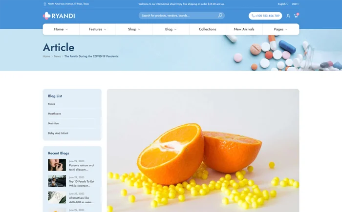 Ryandi – Medical and Pharmacy Shopify 2.0 Theme