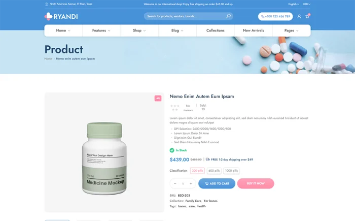 Ryandi – Medical and Pharmacy Shopify 2.0 Theme