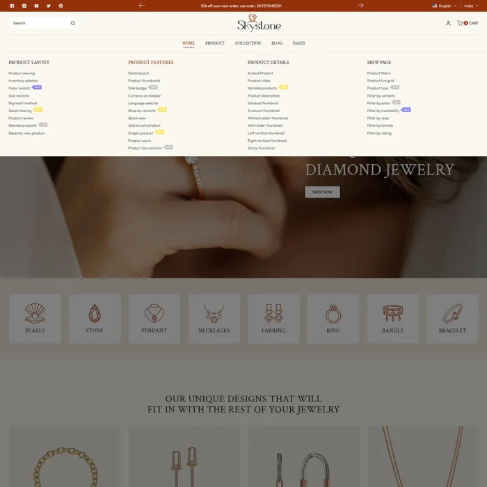 Skystone - Modern Jewelry Store Shopify 2.0 Responsive Theme