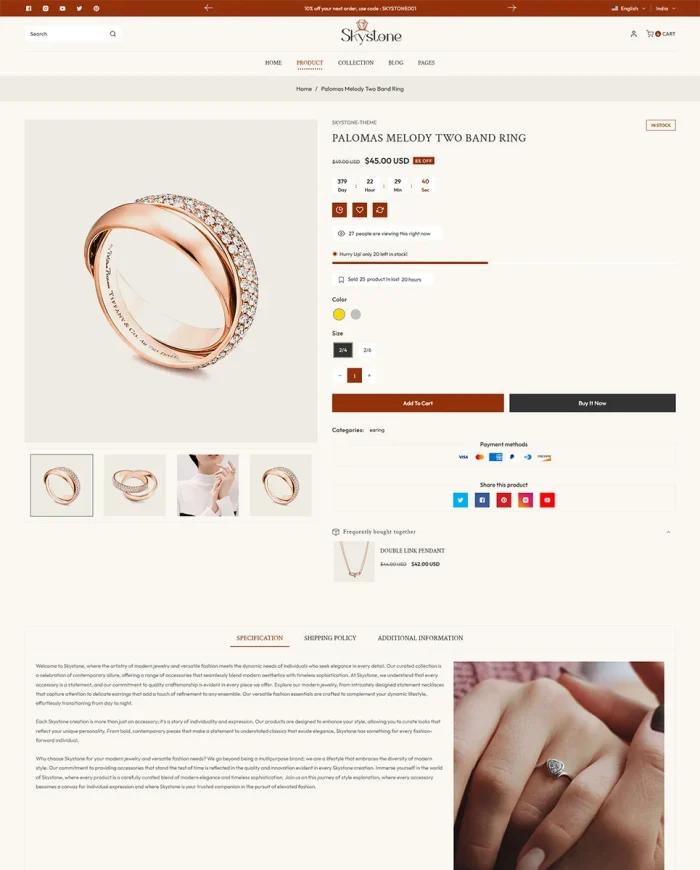 Skystone - Modern Jewelry Store Shopify 2.0 Responsive Theme