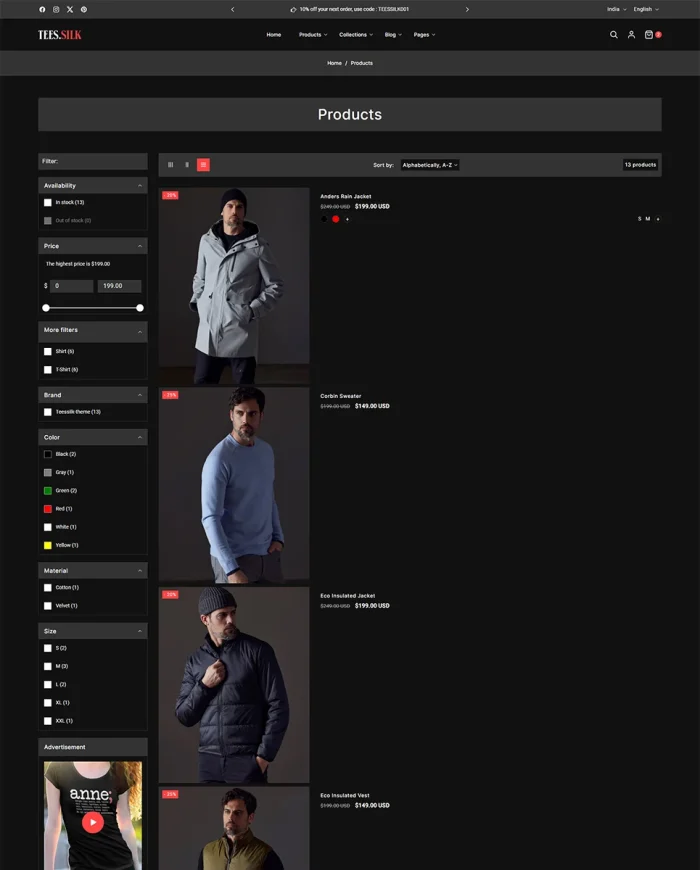 TeesSilk – T-Shirt Printing Fashion Store Multipurpose Shopify 2.0 Responsive Theme