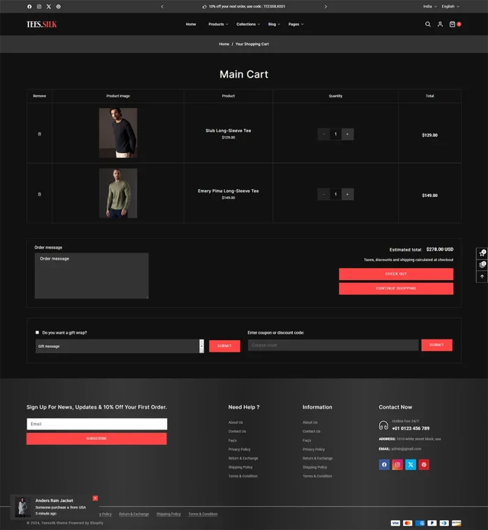 TeesSilk – T-Shirt Printing Fashion Store Multipurpose Shopify 2.0 Responsive Theme