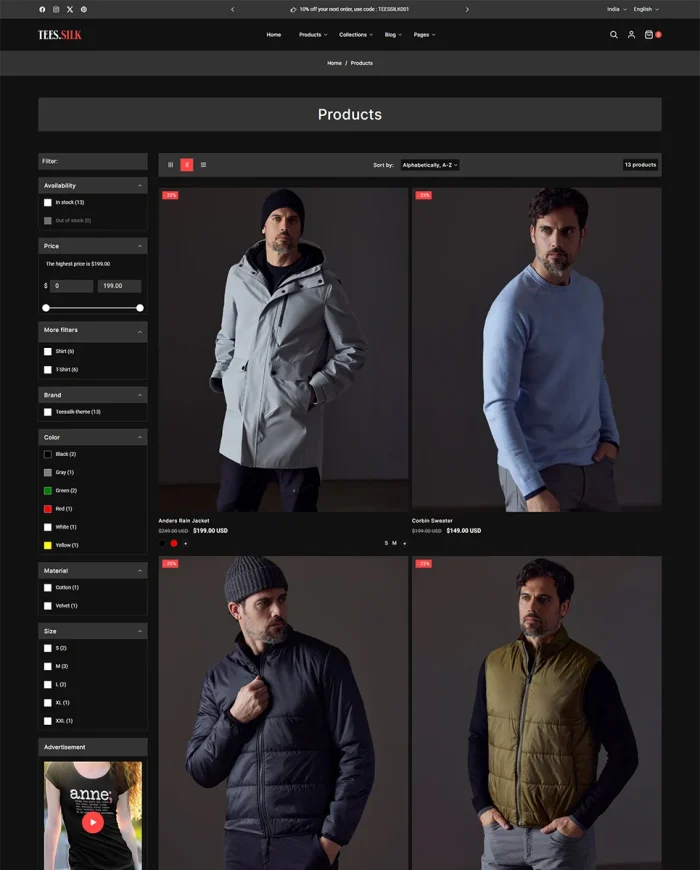 TeesSilk – T-Shirt Printing Fashion Store Multipurpose Shopify 2.0 Responsive Theme