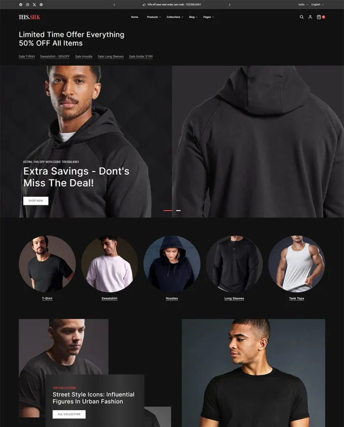 TeesSilk – T-Shirt Printing Fashion Store Multipurpose Shopify 2.0 Responsive Theme