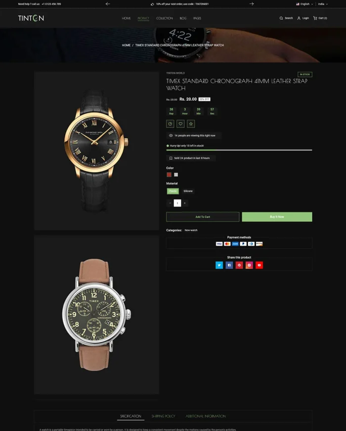 Tinton World - Premium Watch and Perfume Multipurpose Shopify 2.0 Responsive Theme