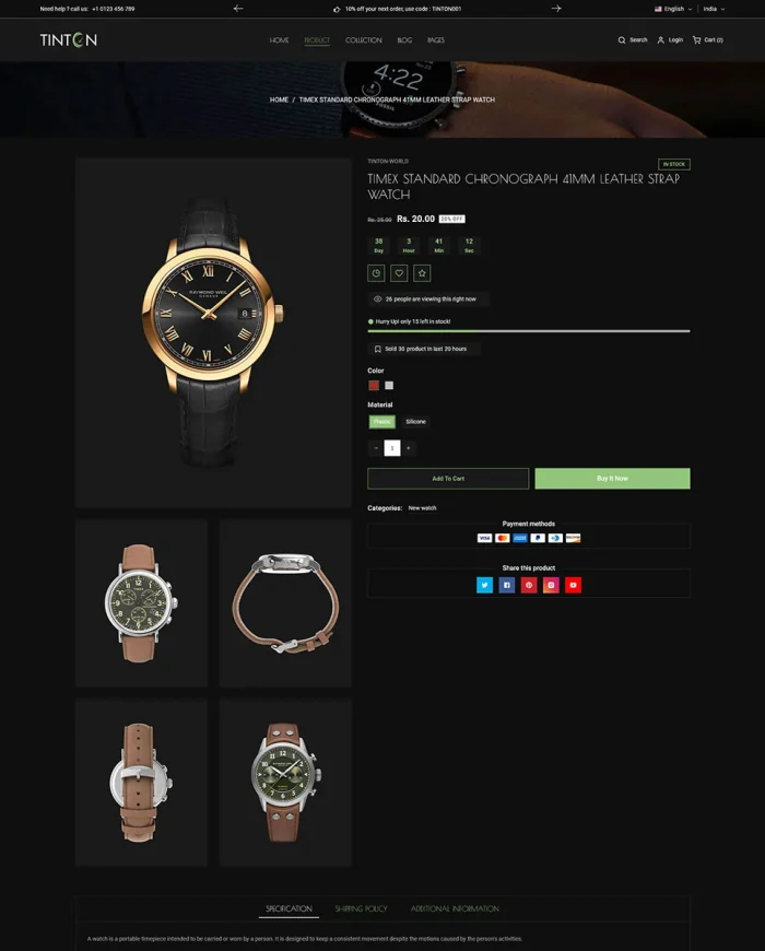 Tinton World - Premium Watch and Perfume Multipurpose Shopify 2.0 Responsive Theme