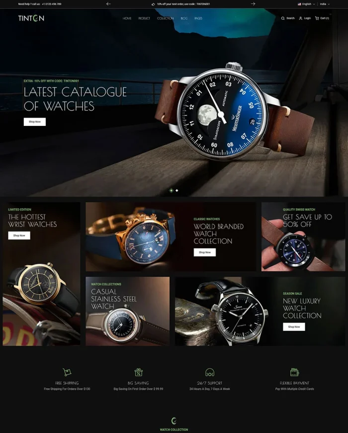 Tinton World - Premium Watch and Perfume Multipurpose Shopify 2.0 Responsive Theme