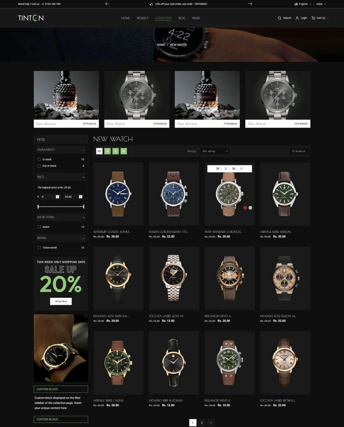 Tinton World - Premium Watch and Perfume Multipurpose Shopify 2.0 Responsive Theme