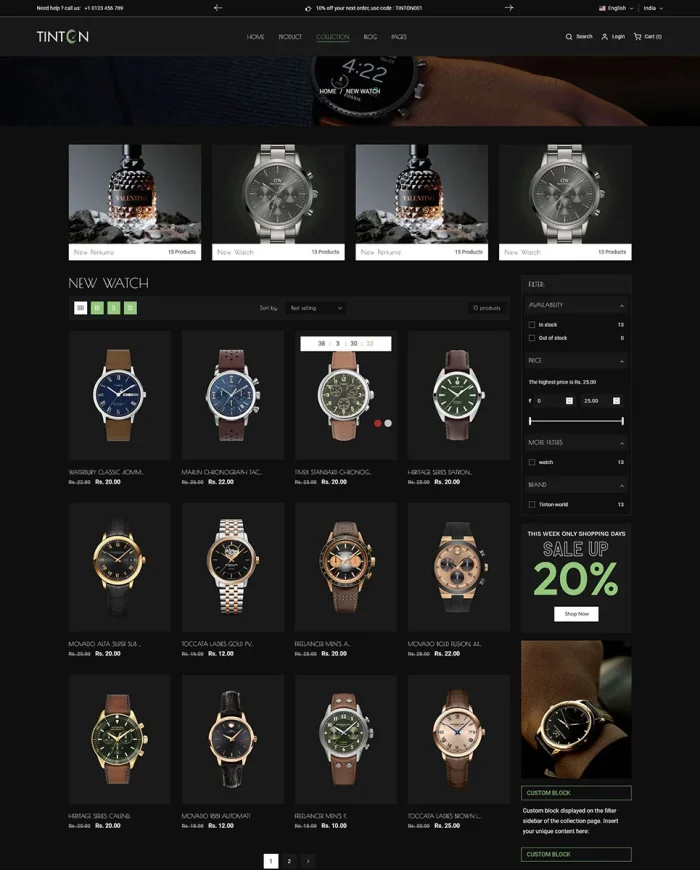 Tinton World - Premium Watch and Perfume Multipurpose Shopify 2.0 Responsive Theme