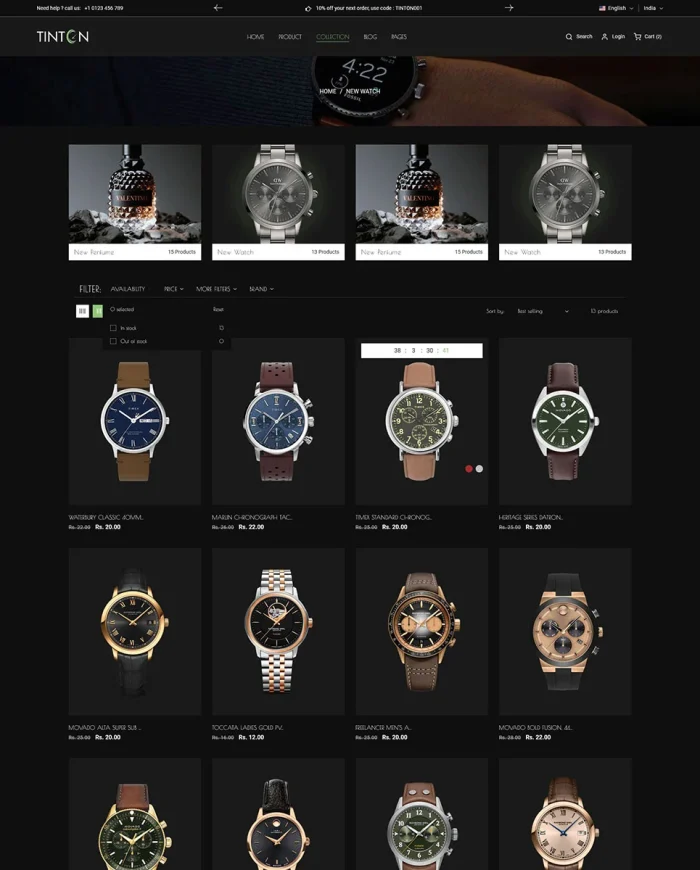 Tinton World - Premium Watch and Perfume Multipurpose Shopify 2.0 Responsive Theme