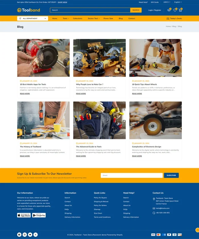 Toolband - Multipurpose Tools Store Shopify 2.0 Responsive Theme