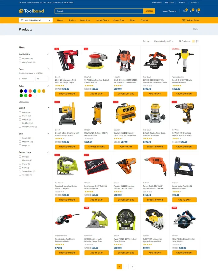 Toolband - Multipurpose Tools Store Shopify 2.0 Responsive Theme